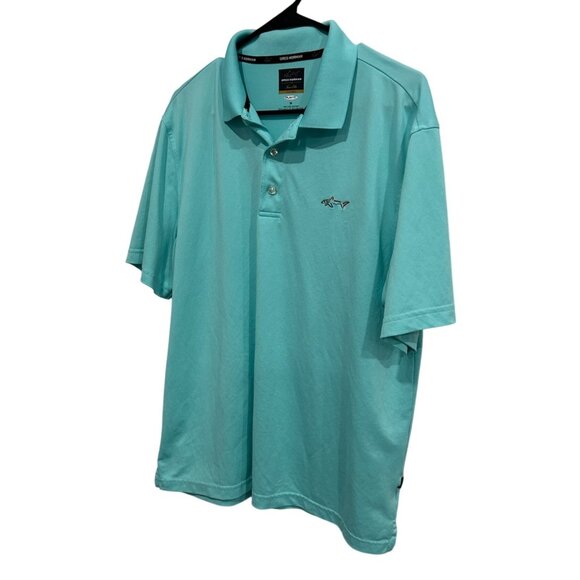 Greg Norman For Tasso Elba Mens Polo Shirt Light Blue M PlayDry Polyester - Picture 3 of 7